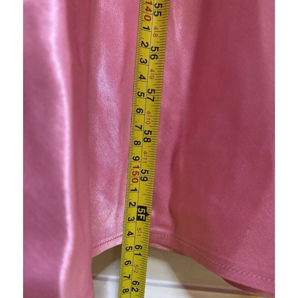 Vintage Cache Pink Y2K Satin Long Bias Cut Prom Slip Dress Gown Rhinestone Sz 6 - Picture 8 of 12